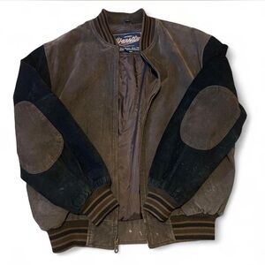 Varsity Brown and Black Bomber Jacket